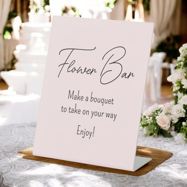 Pink Bridal Shower Flower Bar  Pedestal Sign (Creator Uploaded)