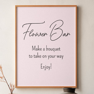 Pink Bridal Shower Flower Bar Poster