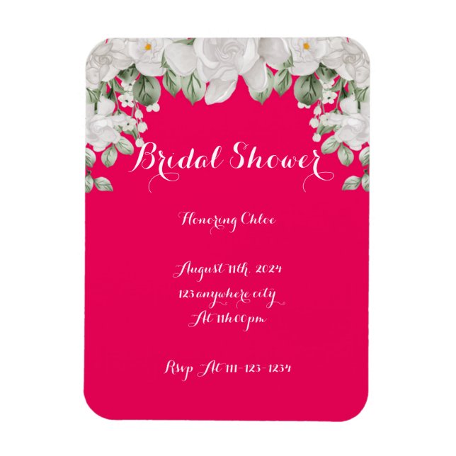 pink bridal shower invitation magnet (Vertical)
