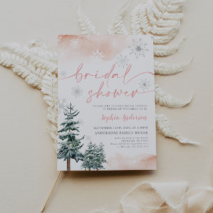 Pink Bridal Shower Invitation, Winter Bridal Invitation