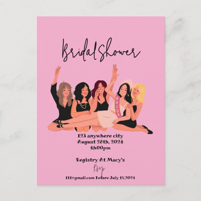 pink bridal shower invitations (Front)