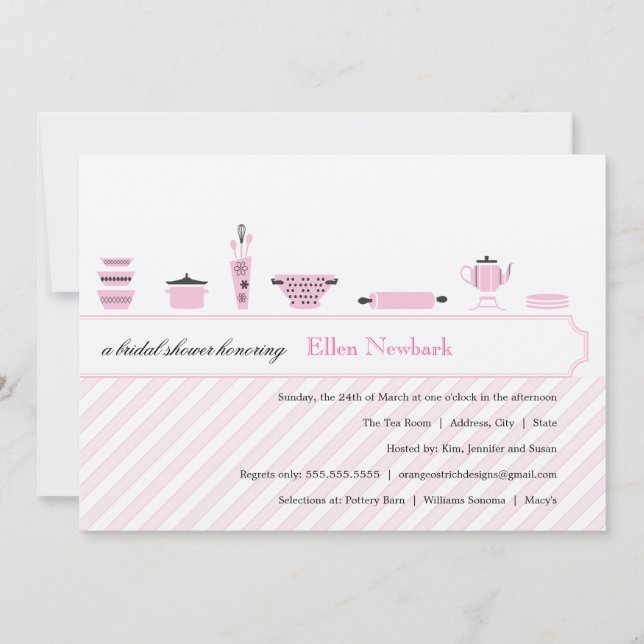Pink Bridal Shower Invitations (Front)