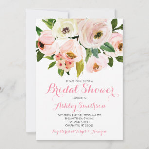 Pink Bridal Shower Invitations, pink flowers Invitation