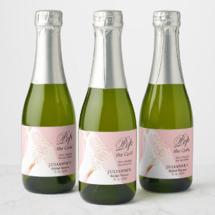 Pink Bridal Shower Pop the Cork Mini Sparkling Wine Label