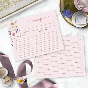 Pink Bridal Shower Recipe Card