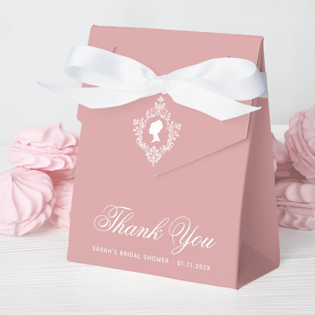 Pink Bridal Shower Regency Lady & Crest Dusty Rose Favour Box (Creator Uploaded)