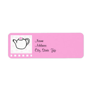 Pink Bridal Shower Tea Party Return Address Label