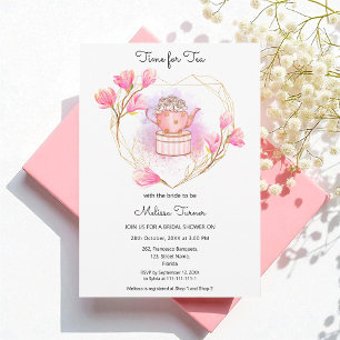 Pink Bridal Shower Tea Pot Party Invitation