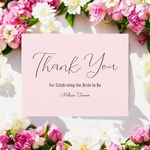 Pink Bridal Shower Thank You Card 