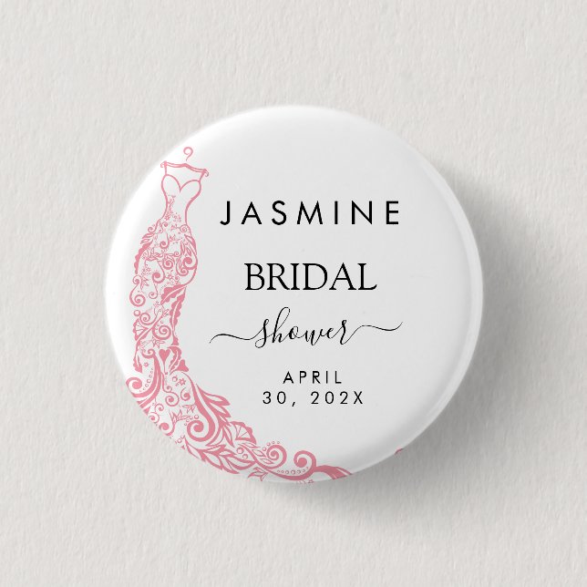  Pink  Bridal Shower Welcome 3 Cm Round Badge (Front)