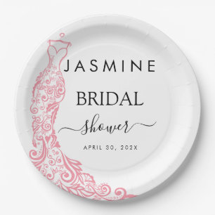 Pink  Bridal Shower Welcome Paper Plate