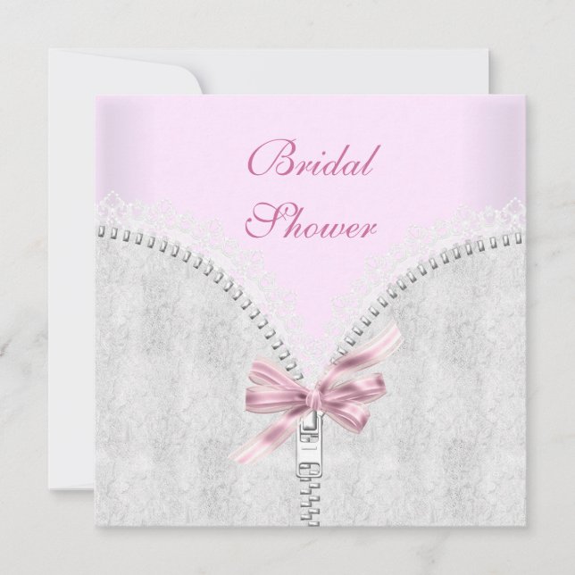 Pink Bridal Shower White Lace Corset Invitation (Front)