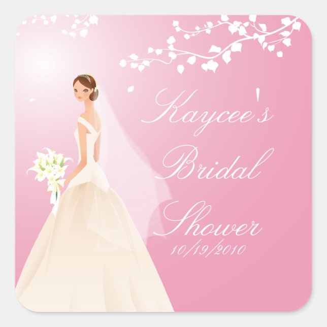 Pink Bride Bridal Shower Square Sticker (Front)