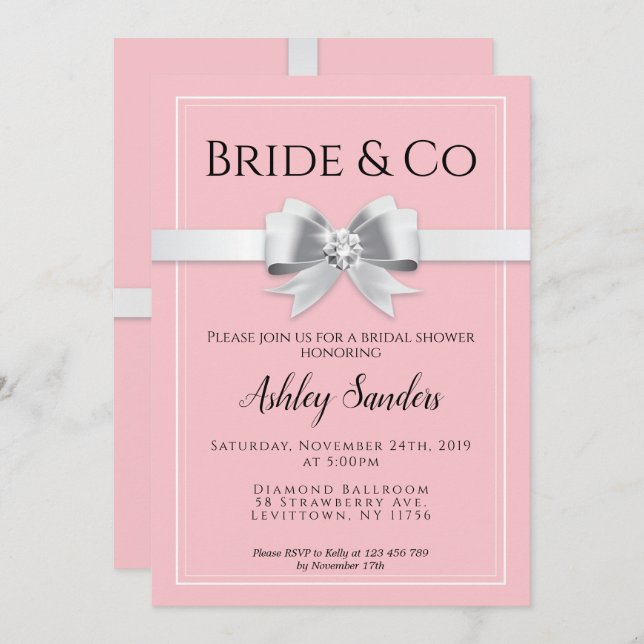 Pink Bride & Co. Bridal Shower Invitation (Front/Back)