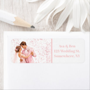 Pink Bride & Groom Dancing Wedding Address Label Return Address Label