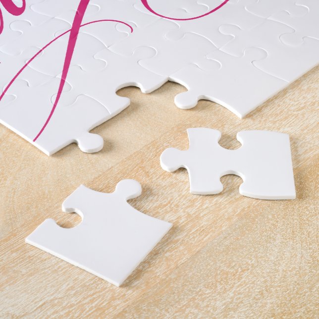 Pink BRIDE to be elegant cursive personalised gift Jigsaw Puzzle (Side)