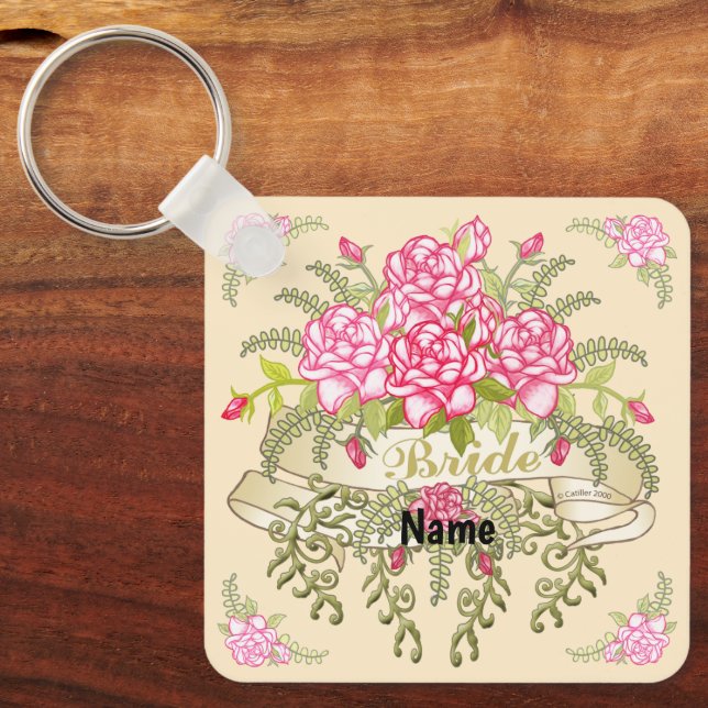 Pink Bride wedding  keychain (Front)