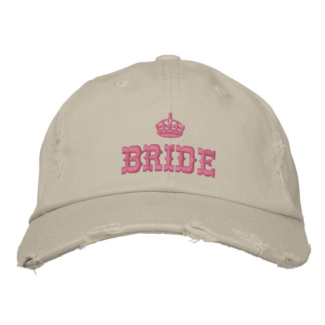 Pink bride with crown embroidered hat (Front)