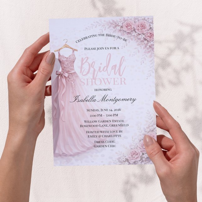 Pink Bridesmaid Dress Bridal Shower Invitation (Pink Bridesmaid Dress Bridal Shower Invitations)