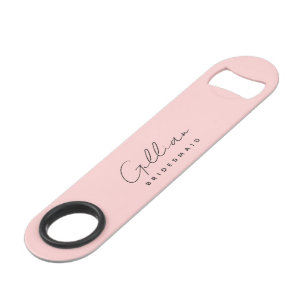 Pink Bridesmaid Minimalist Script Bottle Opener