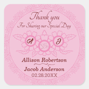 Pink Bright and bold Wedding classic round sticker