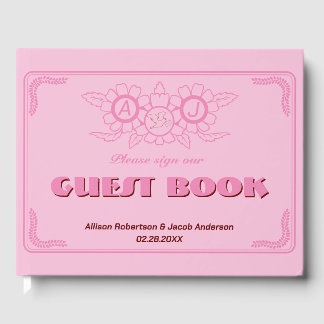 Pink Bright and bold Wedding Guest Book