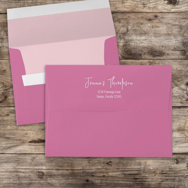 Pink Bright Colourful Simple Return Address Envelope (Creator Uploaded)