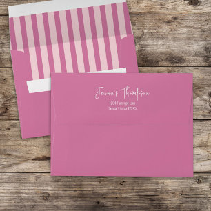 Pink Bright Colourful Striped Return Address Envelope