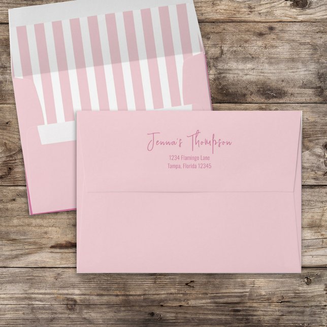 Pink Bright Colourful Striped Return Address Envelope (Creator Uploaded)