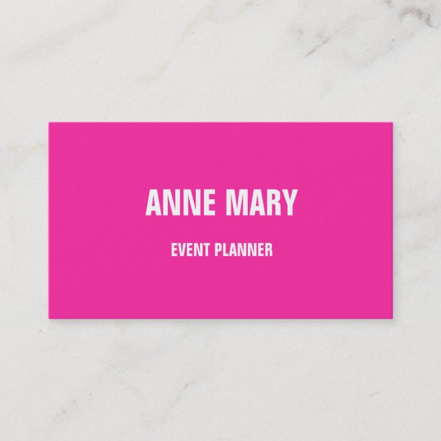 Pink Bright Colourful Wedding Event Planner Custom Business Card (Front)