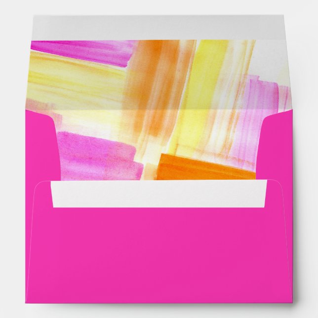 Pink bright ink strokes colourful wedding event envelope (Back (Bottom))