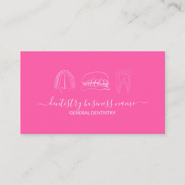 Pink bright soft Tooth whitening dental art Business Card (Front)