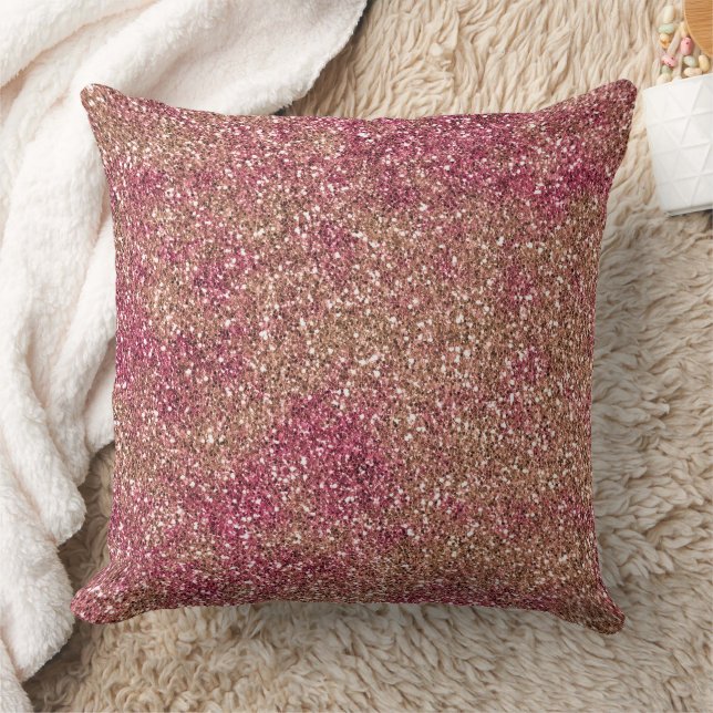 Pink Bronze Ombre Sparkle Glitter         Cushion (Blanket)