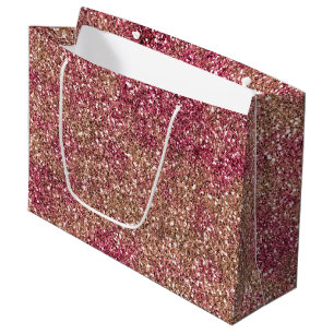 Pink Bronze Ombre Sparkle Glitter         Large Gift Bag