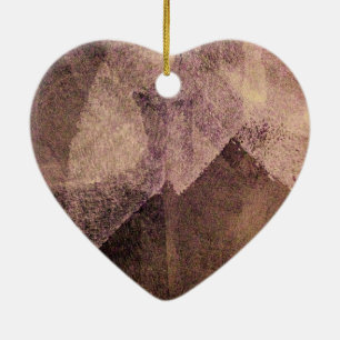 Pink brown abstract painting brush stroke art ceramic tree decoration