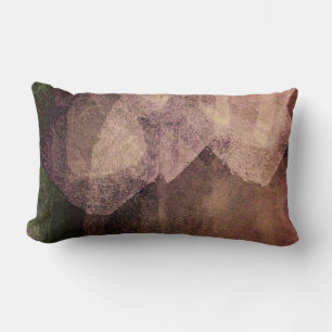 Pink brown abstract painting brush stroke art lumbar cushion