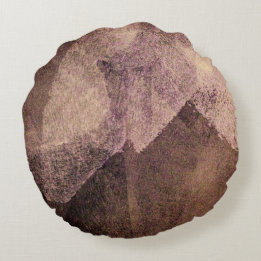 Pink brown abstract painting brush stroke art round cushion