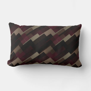 Pink brown and beige geometric lumbar cushion