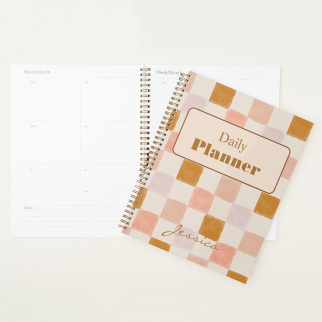 Pink Brown Beige Geometric Daily Planner Cover  (Display)