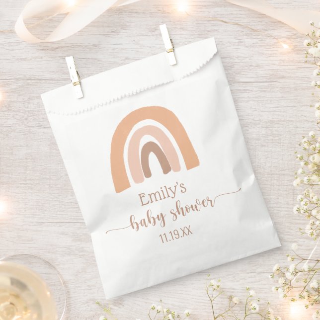 Pink Brown Boho Rainbow Thank You Favour Bag (Clipped)