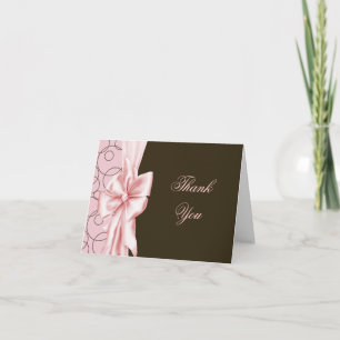 Pink Brown Bow Pink Brown Thank You Cards