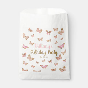 Pink Brown Butterfly Themed Birthday Party Favour Bag
