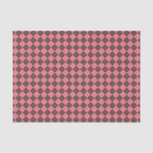 Pink Brown Chequered Diamond Pattern Tissue Paper