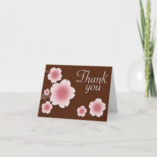 Pink & Brown Cherry Blossom Thank You Card