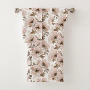 Pink Brown Cowgirl Southwestern Floral Bath Towel Set