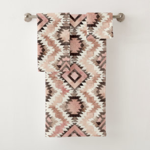 Pink Brown Cowgirl Southwestern Tribal Bath Towel Set