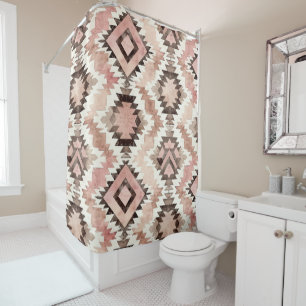Pink Brown Cowgirl Southwestern Tribal Shower Curtain