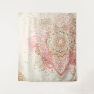 Pink Brown Cream Mandala Bohemian Boho Fashion Tapestry