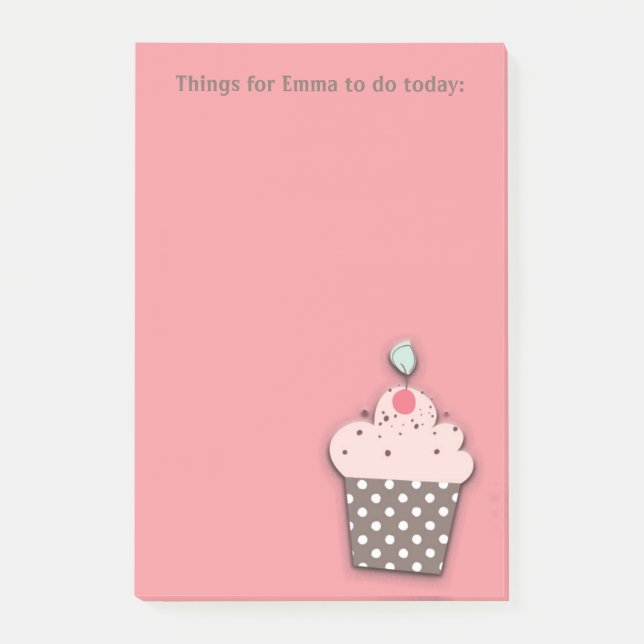 Pink Brown Cupcake Personalised To Do List Post-it Notes (Front)