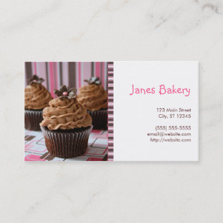 Pink & Brown Cupcakes Business Card
